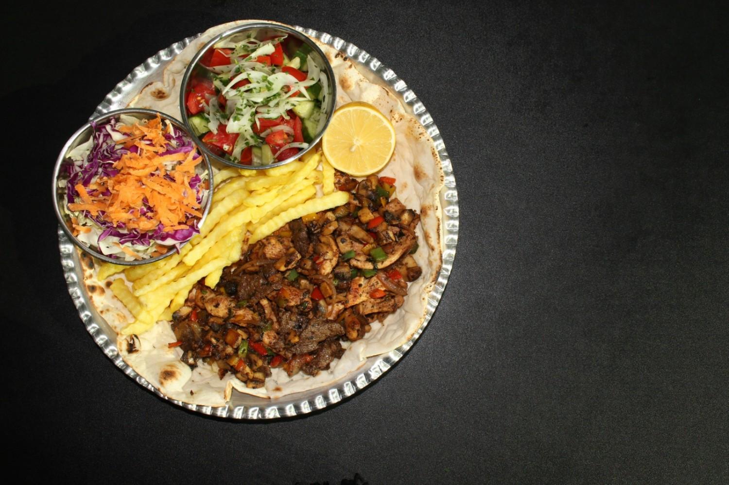 Lamb Shawarma Chips and Salad